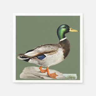 Green Mallard Duck Hunting Nature Art Napkin