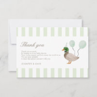 Green Mallard Duck Thank You Card