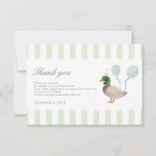 Green Mallard Duck Thank You Card