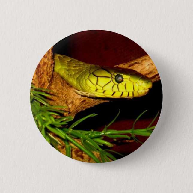 Green Mamba 6 Cm Round Badge (Front)