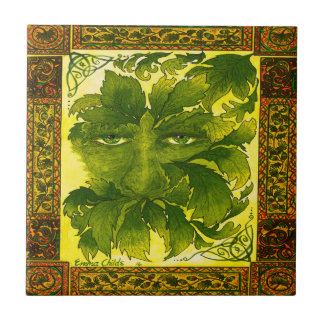 Green Man ceramic wall tile