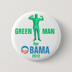 Green Man for Obama 2012 6 Cm Round Badge