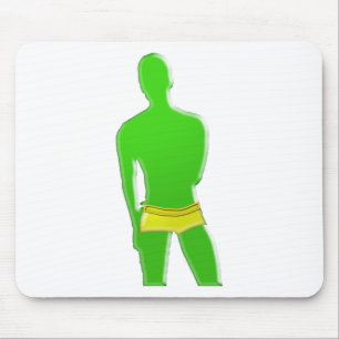 Green Man in Yellow Underwear Mouse Pad