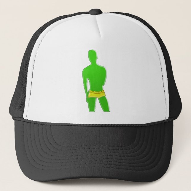 Green Man in Yellow Underwear Trucker Hat (Front)
