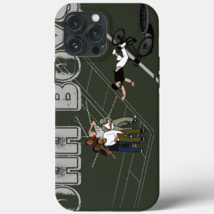 green Man on Bike Hits Manhole OHH BOYS Crack Up iPhone 13 Pro Max Case