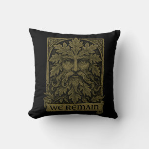 Green Man “We Remain”  Pagan Nature Spirit Design Cushion