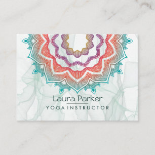 Green Mandala Art Yoga Instructor Holistic Business Card