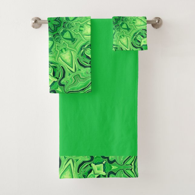 Green Mandala Bath Towel Set (Insitu)