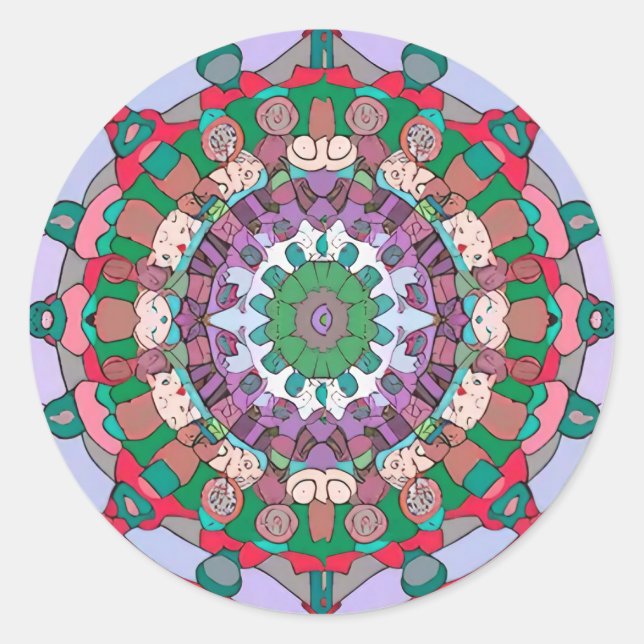 Green Mandala Classic Round Sticker (Front)
