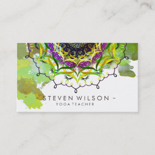 Green Mandala Damask Yoga Meditation Holistic Business Card