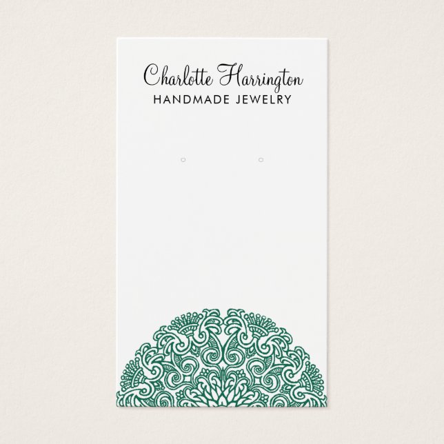 Green Mandala Earring Jewellery Display Card (Front)