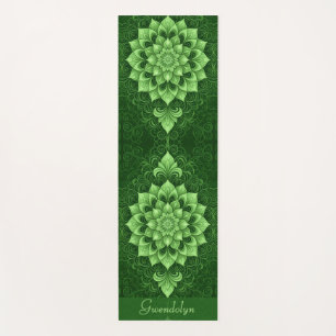 Green Mandala Flower Yoga Mat
