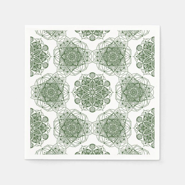 Green mandala geometry napkin (Front)