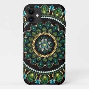 Green Mandala Handpainted Sacred Geometry Case-Mate iPhone Case