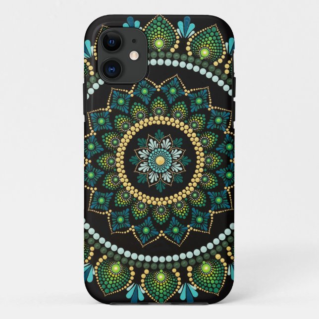 Green Mandala | Handpainted | Sacred Geometry Case-Mate iPhone Case (Back)