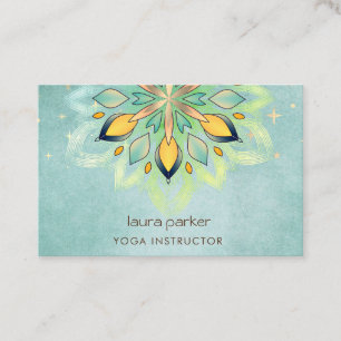 Green Mandala Holistic Lotus Floral Zen Yoga   Business Card