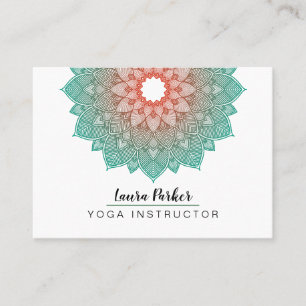 Green Mandala Lotus Meditation Holistic Yoga Business Card