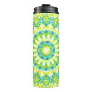Green Mandala Nature Inspired Boho Travel Pattern Thermal Tumbler