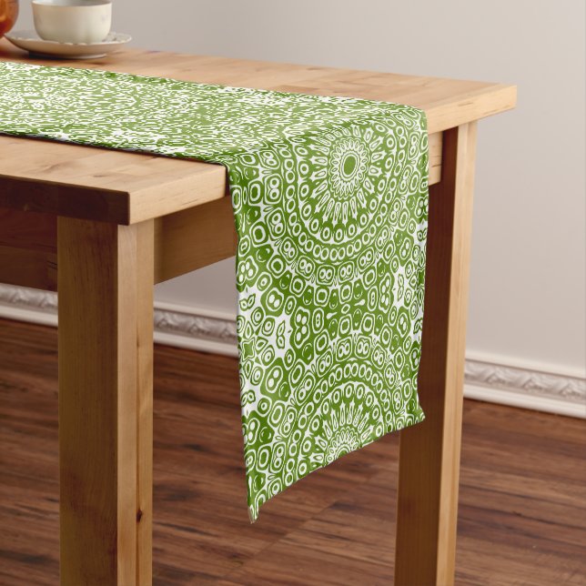 Green Mandala Nature Pattern Medium Table Runner (In Situ)