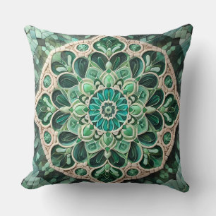 Green Mandala Pattern: Harmony of Nature Cushion
