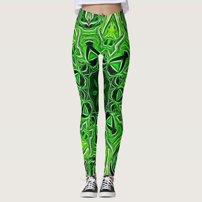 Green Mandala Pattern Leggings (Front)