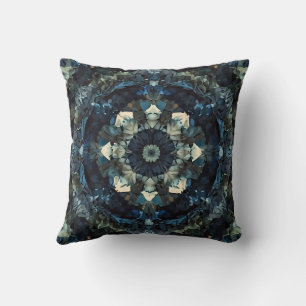 Green Mandala symmetrical kaleidoscopic pattern Cushion