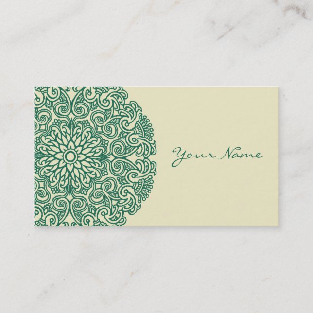 Green Mandala Universe Symbol Yoga Holistic Business Card (Front)