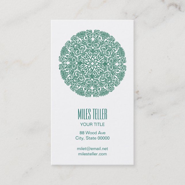 Green Mandala Yoga Fitness Business Cards (Front)
