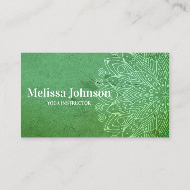 Green Mandala Yoga Meditation Appointment Card (Front)