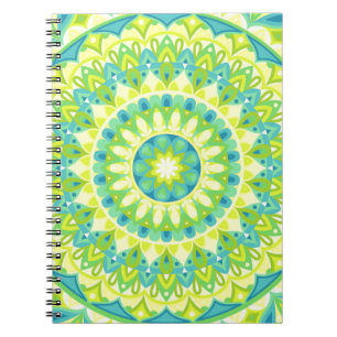 Green Mandala Zen Boho Wellness Geometric Pattern Notebook