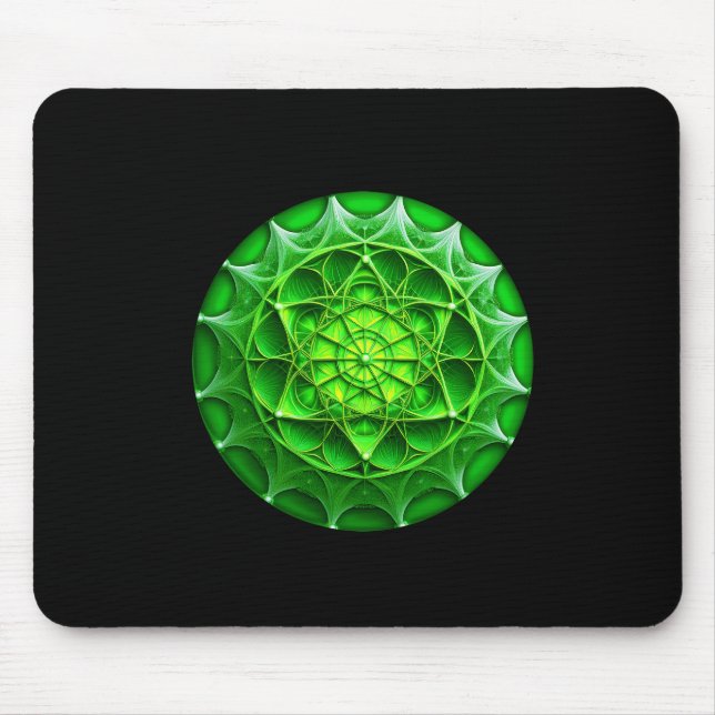 Green Mandelbrot Shield Mouse Pad (Front)
