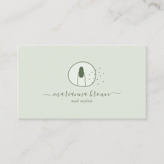 Green Manicure Polish Spa Nail Salon Logo Business Card (Front)