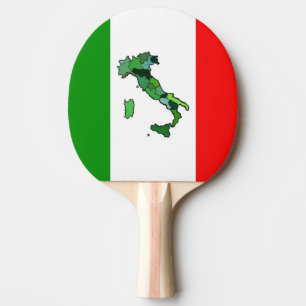 Green Map of Italy and the Italian Flag Ping Pong Paddle