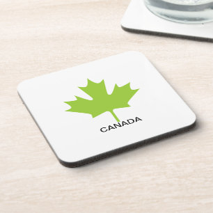 Green Maple Leaf Canada Coaster