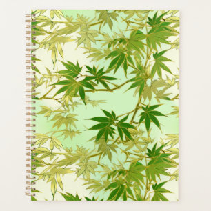 Green Maple Leaves Chiyogami Planner