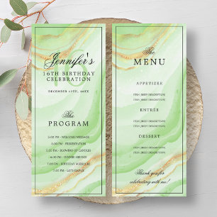 Green Marble 16th Birthday Program Menu Invitation