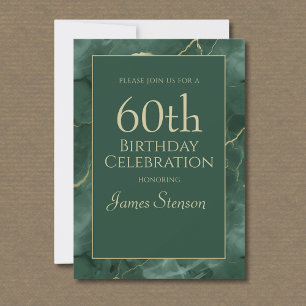 Green Marble 60th Birthday Invitation