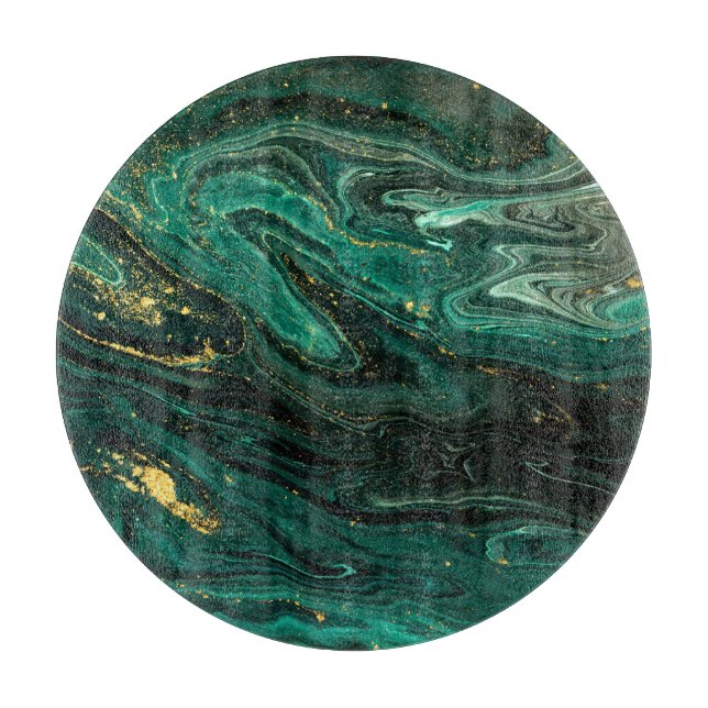 Green Marble: Abstract Agate Ripple. Cutting Board (Front)