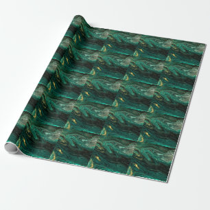 Green Marble: Abstract Agate Ripple. Wrapping Paper