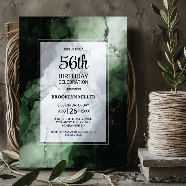 Green Marble Any Age Birthday Party Invitation (Creator Uploaded)