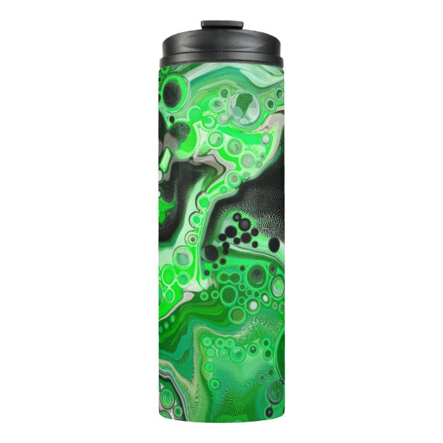 Green Marble Art Digital Fluid Art Fancy  Thermal Tumbler (Front)