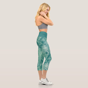 Green Marble Capri Leggings