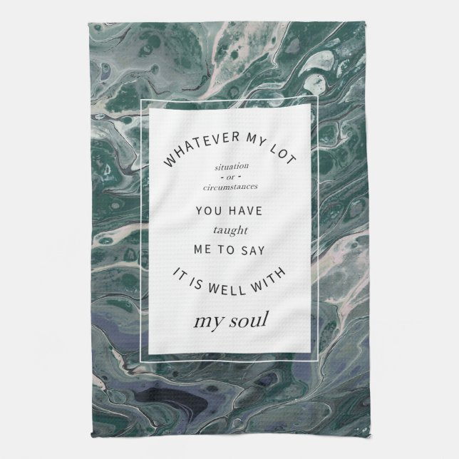 Green Marble Christian Hymn Kitchen Towel (Vertical)