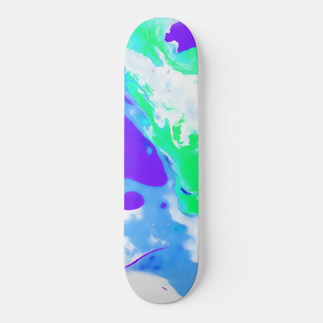 Green Marble Coloured Pour Skateboard (Front)