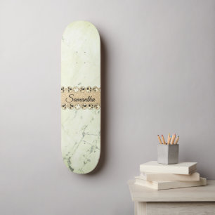 Green Marble Diamond Bling             Skateboard