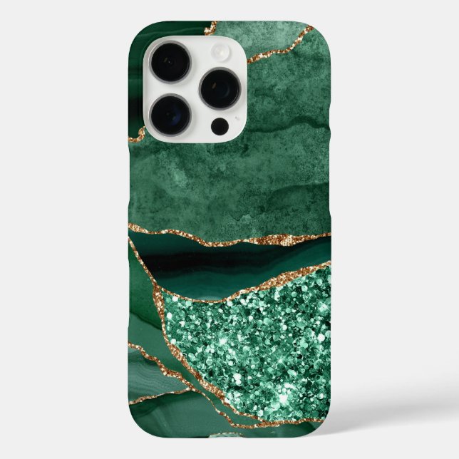 Green Marble Geode Gold Glitter Agate Case-Mate iPhone Case (Back)
