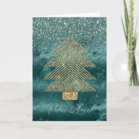 Green Marble Gold Glitter Christmas Tree Peace