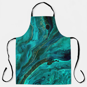Green Marble & Gold: Luxurious Texture Apron