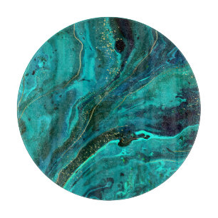 Green Marble & Gold: Luxurious Texture Cutting Board
