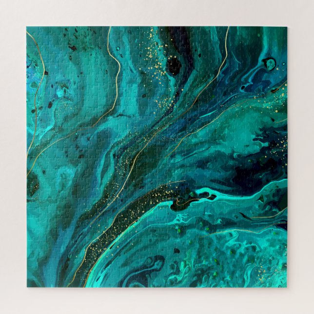 Green Marble & Gold: Luxurious Texture Jigsaw Puzzle (Vertical)